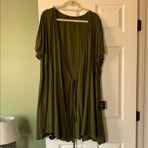 Olive Green Tie-Front Dress